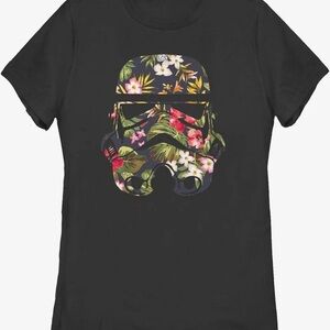 Black Tee with Floral Stormtrooper Graphic